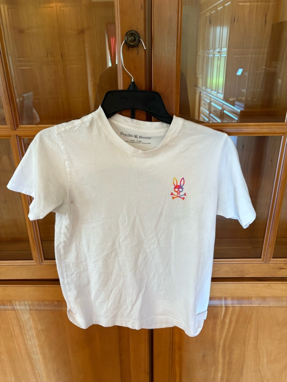 Psycho Bunny Kids White Tee with Multicolor Bunny Logo